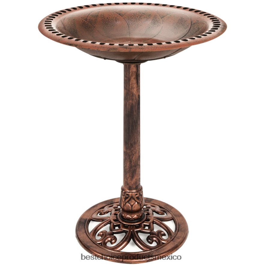 césped y jardín | Baño para pájaros vintage en el jardín al aire libre con detalles en flor de lis Best Choice Products cobre X080FZ960