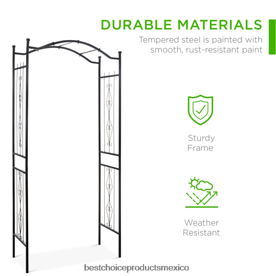 césped y jardín | Enrejado de acero para jardín con arco para plantas trepadoras Best Choice Products negro X080FZ987
