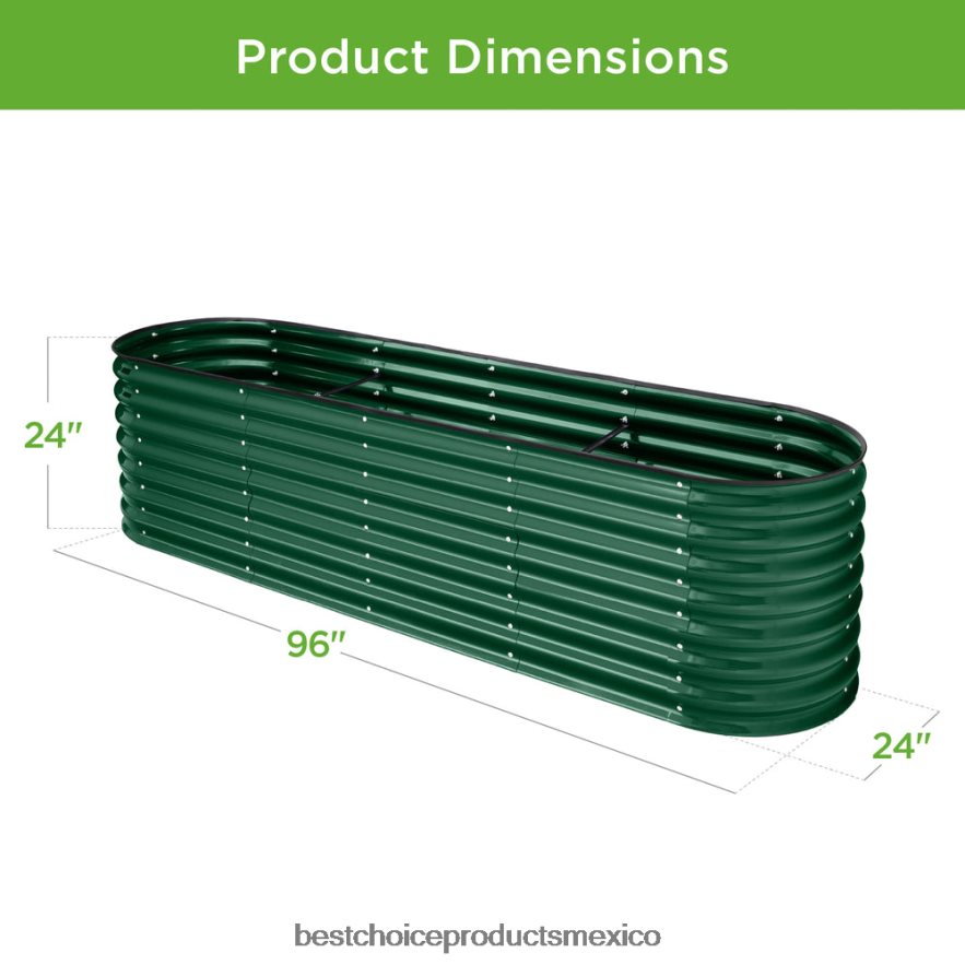 césped y jardín | Cama de jardín elevada de metal, jardinera ovalada para exteriores para verduras Best Choice Products verde oscuro X080FZ994