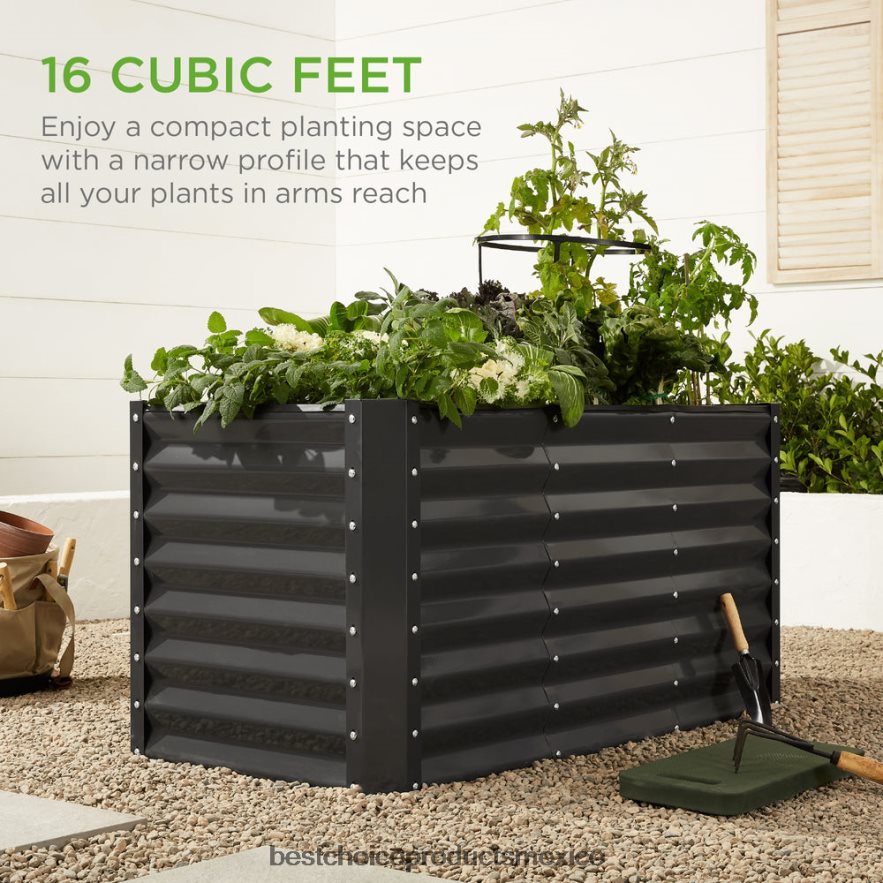 césped y jardín | Cama de jardín elevada de metal para exteriores para verduras, flores y hierbas. Best Choice Products carbón X080FZ456