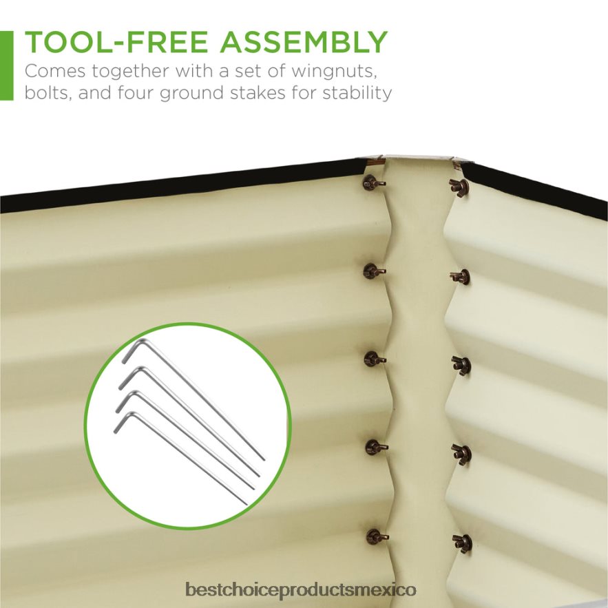 césped y jardín | Cama de jardín elevada de metal para exteriores para verduras, flores y hierbas. Best Choice Products grano de madera X080FZ440