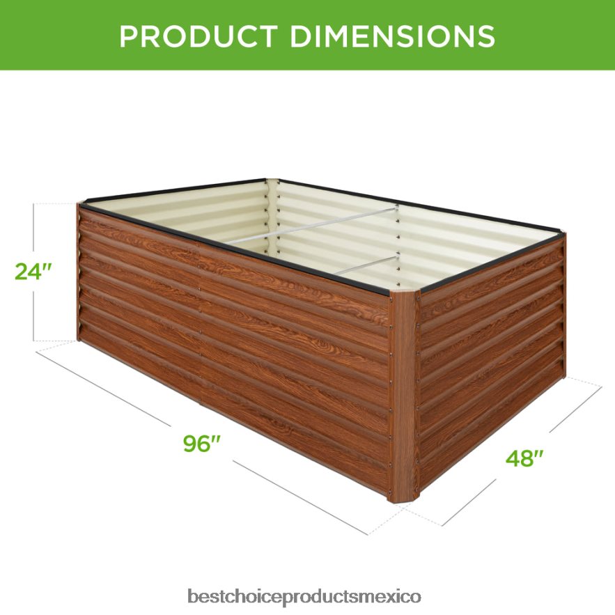 césped y jardín | Cama de jardín elevada de metal para exteriores para verduras, flores y hierbas. Best Choice Products grano de madera X080FZ440