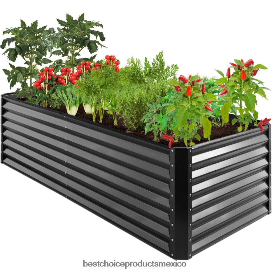 césped y jardín | Cama de jardín elevada de metal para exteriores para verduras, flores y hierbas. Best Choice Products gris X080FZ439