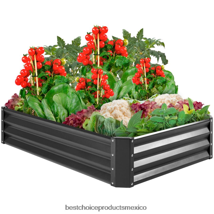 césped y jardín | Cama de jardín elevada de metal para exteriores para verduras, flores y hierbas. Best Choice Products gris oscuro X080FZ449