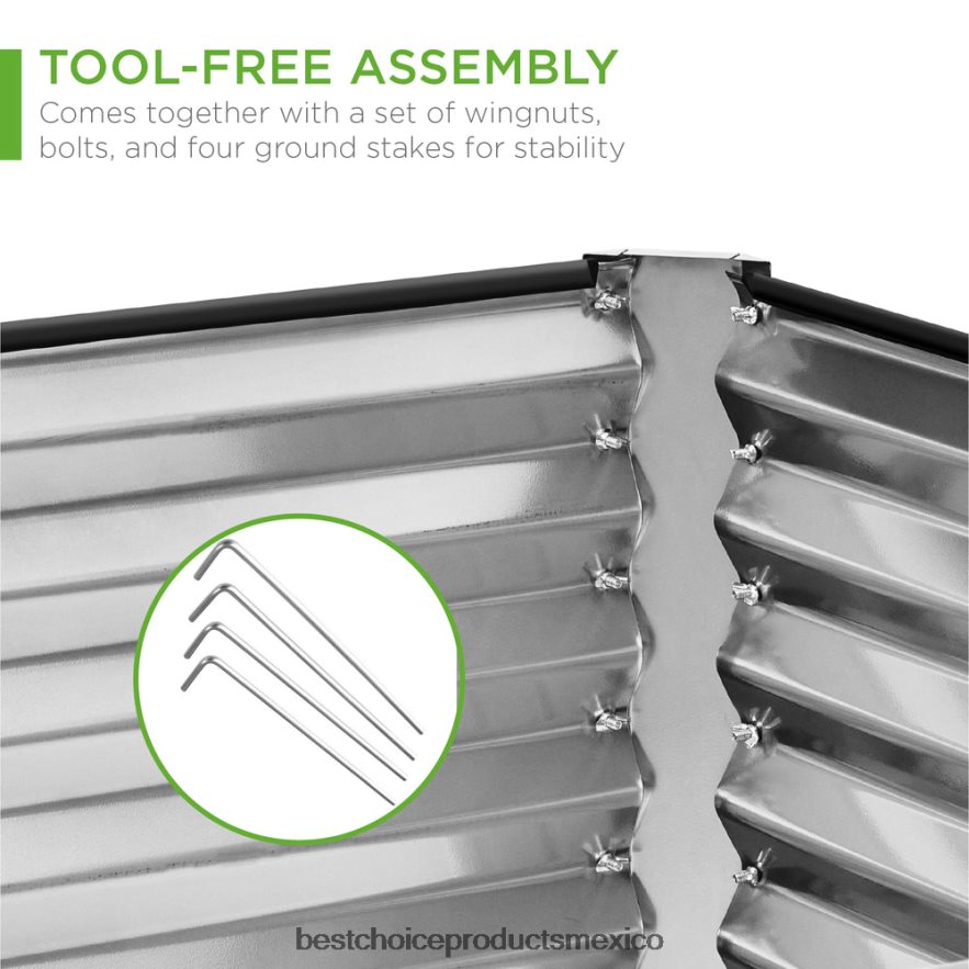 césped y jardín | Cama de jardín elevada de metal para exteriores para verduras, flores y hierbas. Best Choice Products plata X080FZ441