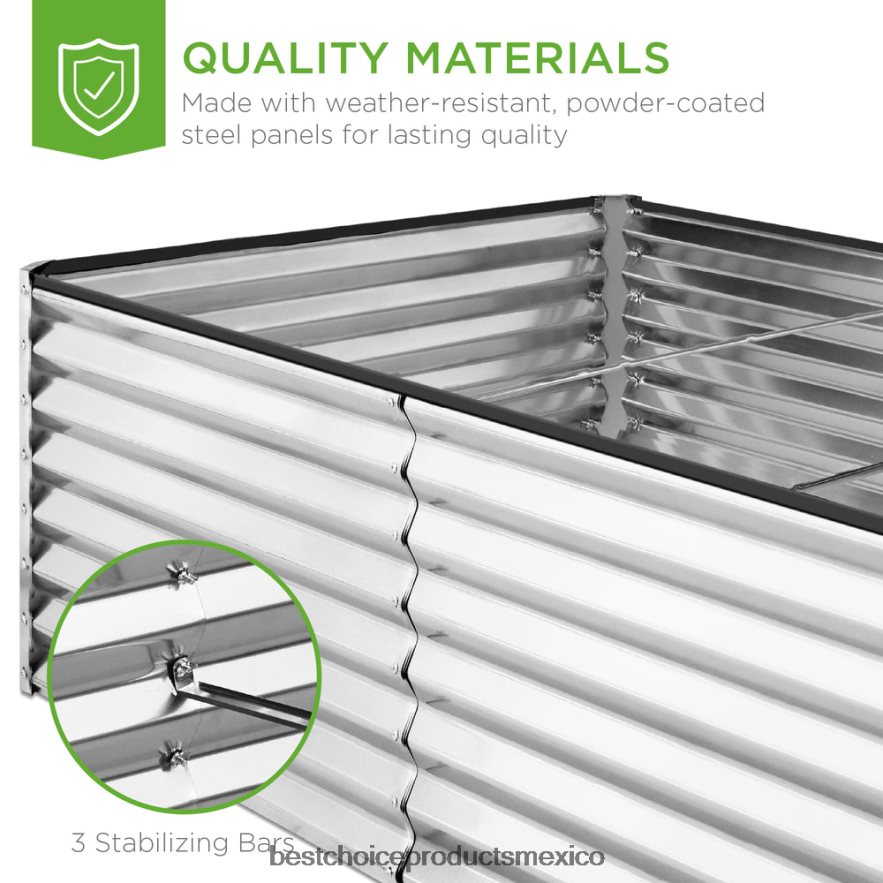 césped y jardín | Cama de jardín elevada de metal para exteriores para verduras, flores y hierbas. Best Choice Products plata X080FZ441