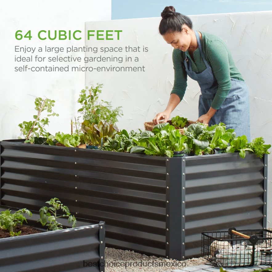 césped y jardín | Cama de jardín elevada de metal para exteriores para verduras, flores y hierbas. Best Choice Products plata X080FZ441