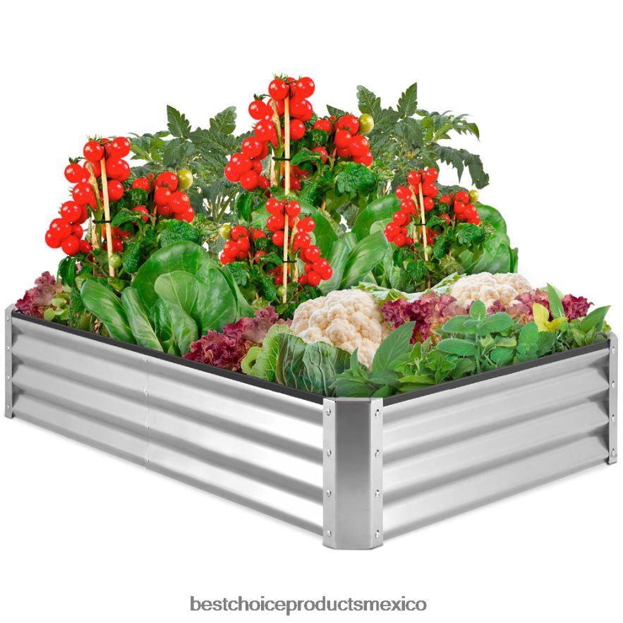 césped y jardín | Cama de jardín elevada de metal para exteriores para verduras, flores y hierbas. Best Choice Products plata X080FZ448