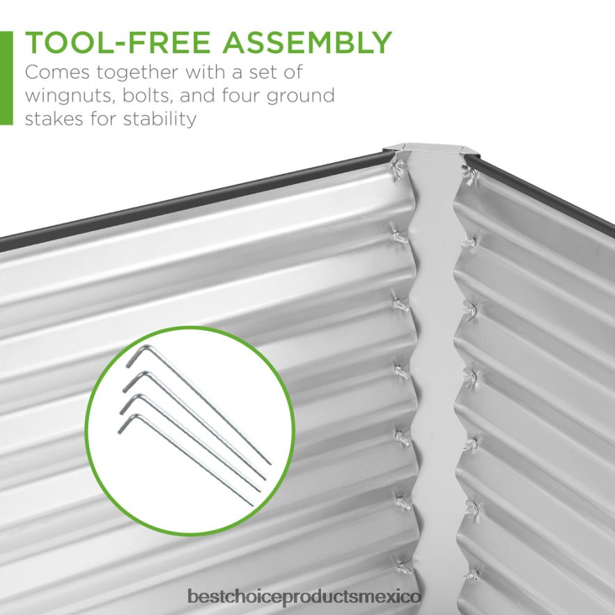 césped y jardín | Cama de jardín elevada de metal para exteriores para verduras, flores y hierbas. Best Choice Products plata X080FZ459