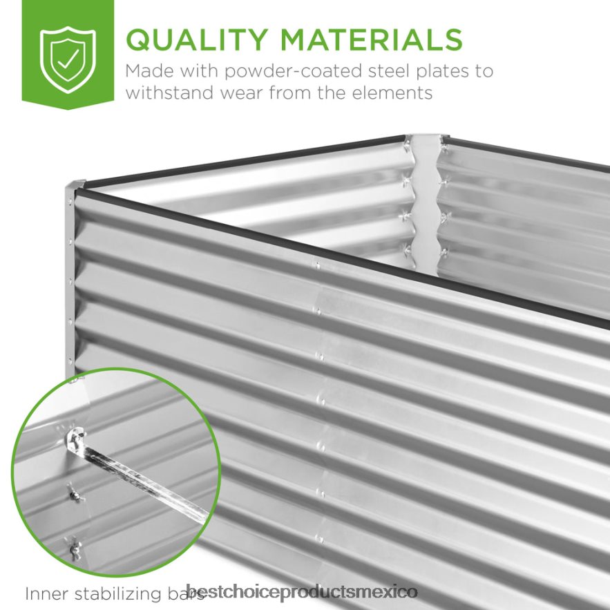 césped y jardín | Cama de jardín elevada de metal para exteriores para verduras, flores y hierbas. Best Choice Products plata X080FZ459