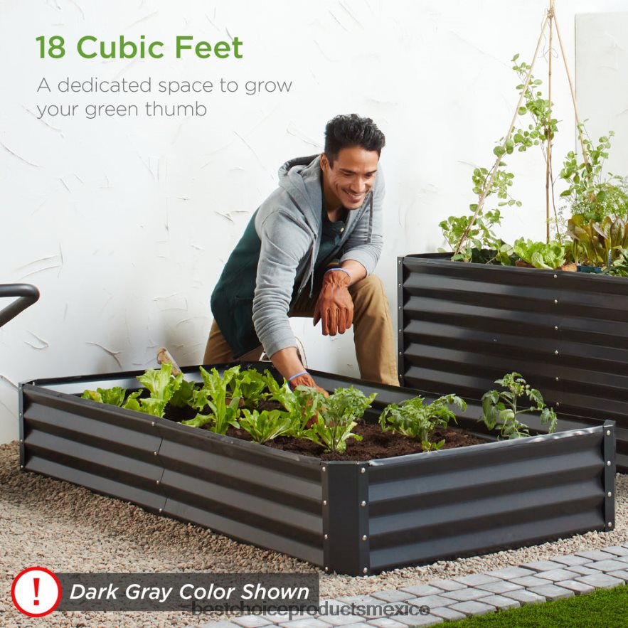 césped y jardín | Cama de jardín elevada de metal para exteriores para verduras, flores y hierbas. Best Choice Products verde oscuro X080FZ451