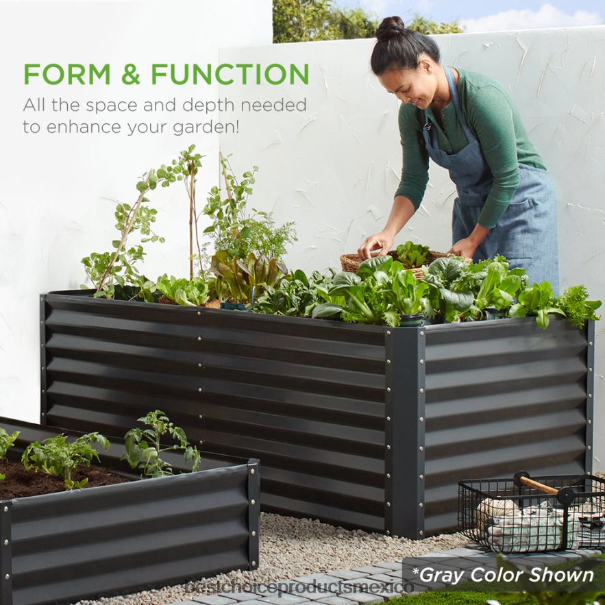 césped y jardín | Cama de jardín elevada de metal para exteriores para verduras, flores y hierbas. Best Choice Products verde salvia X080FZ461