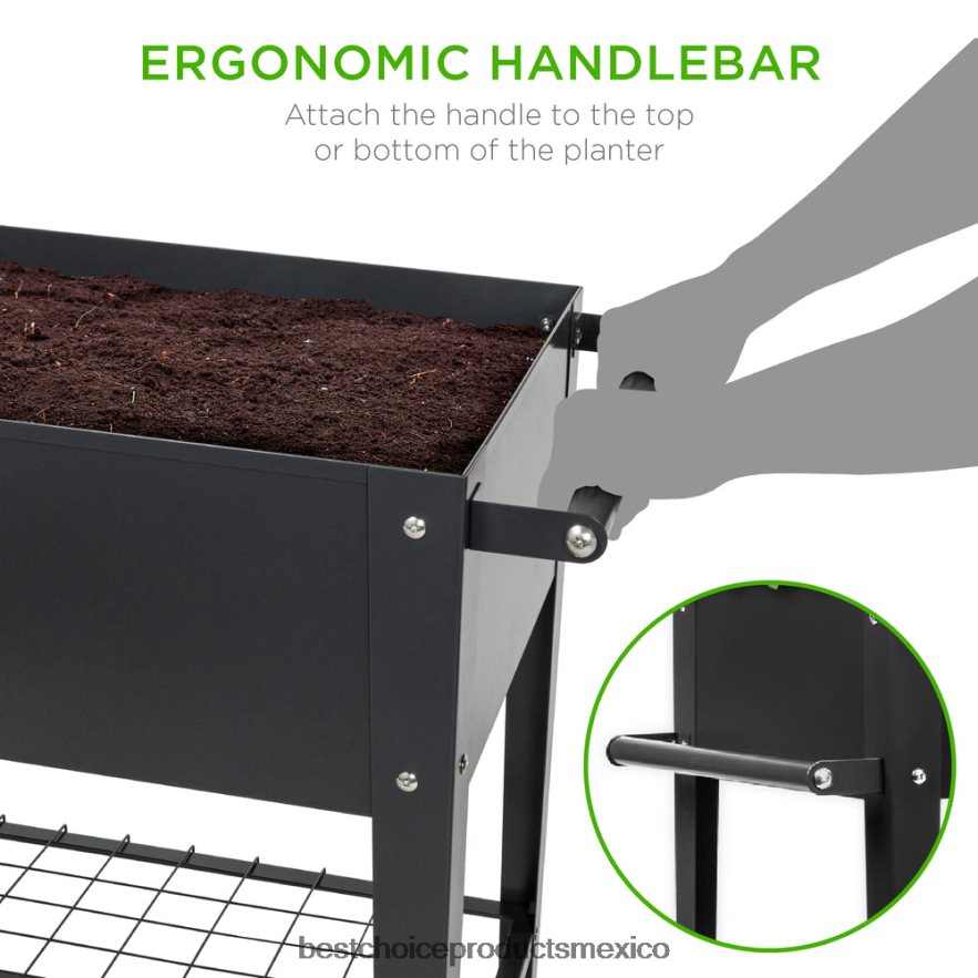 césped y jardín | Cama de jardín elevada de metal para patio trasero con ruedas y estante Best Choice Products gris oscuro X080FZ995