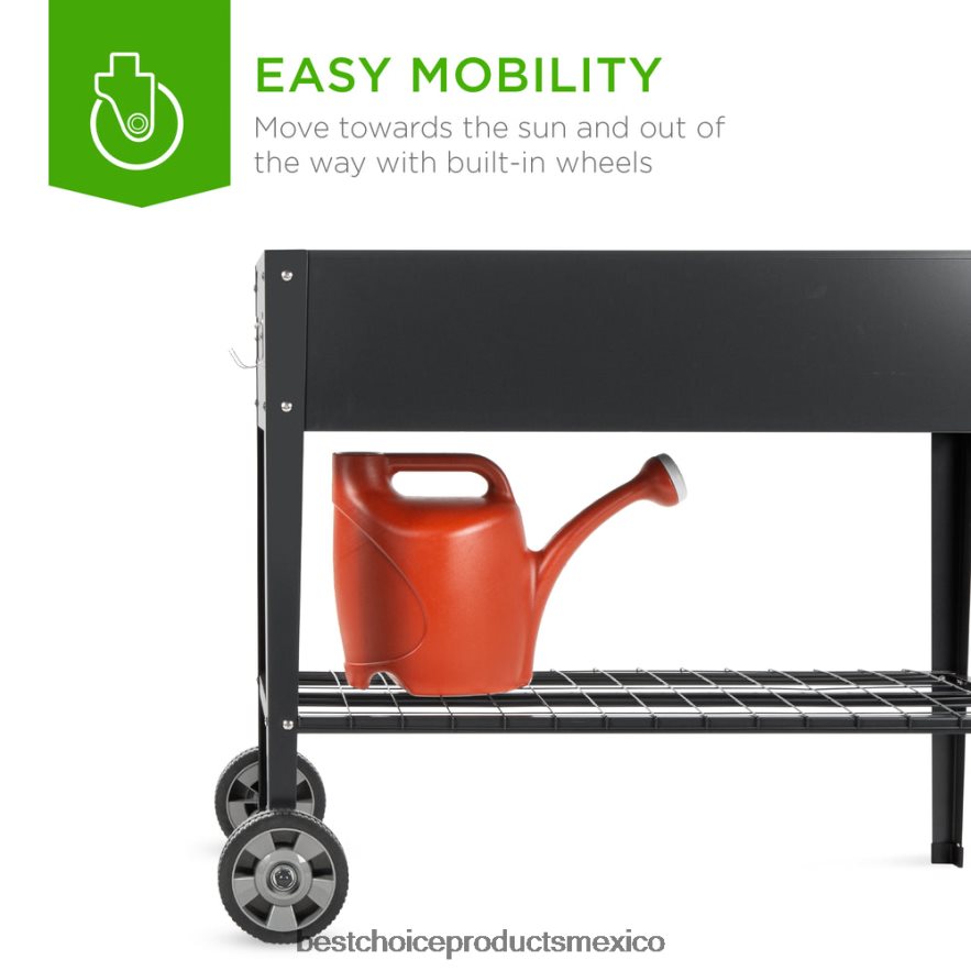 césped y jardín | Cama de jardín elevada de metal para patio trasero con ruedas y estante Best Choice Products gris oscuro X080FZ995