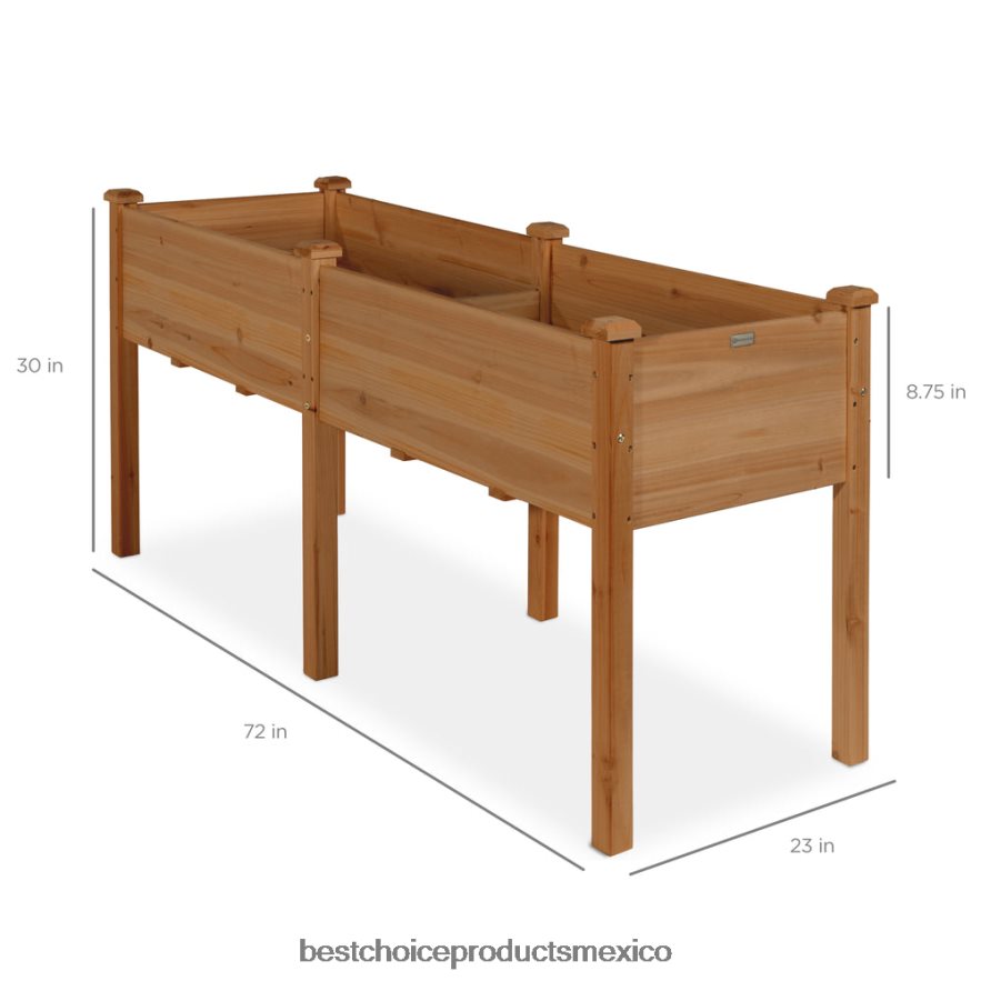 césped y jardín | Cama de jardín elevada, soporte elevado para jardineras de madera Best Choice Products bellota marrón X080FZ962