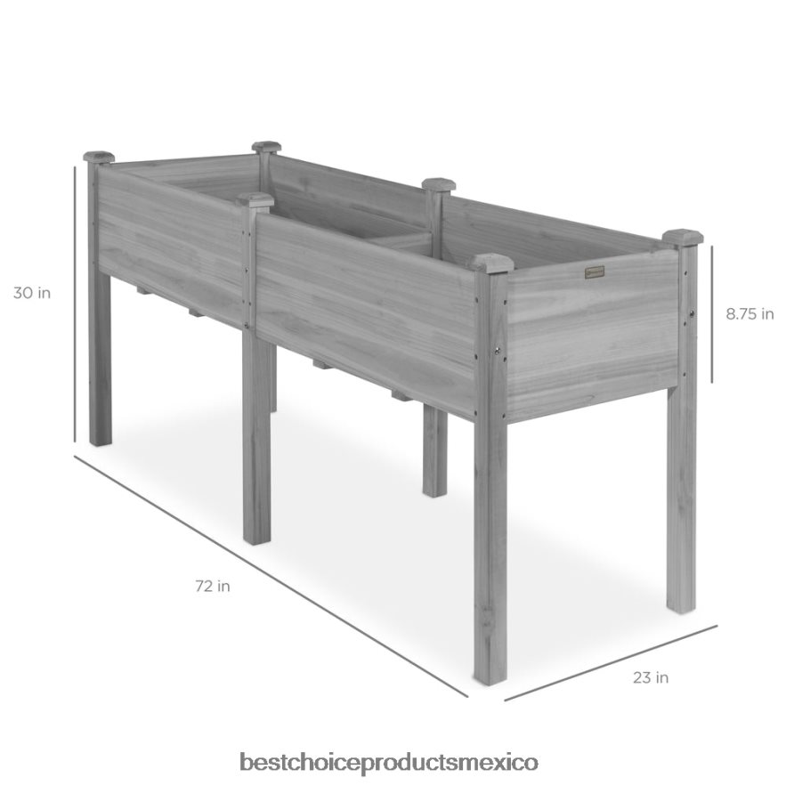 césped y jardín | Cama de jardín elevada, soporte elevado para jardineras de madera Best Choice Products gris X080FZ964