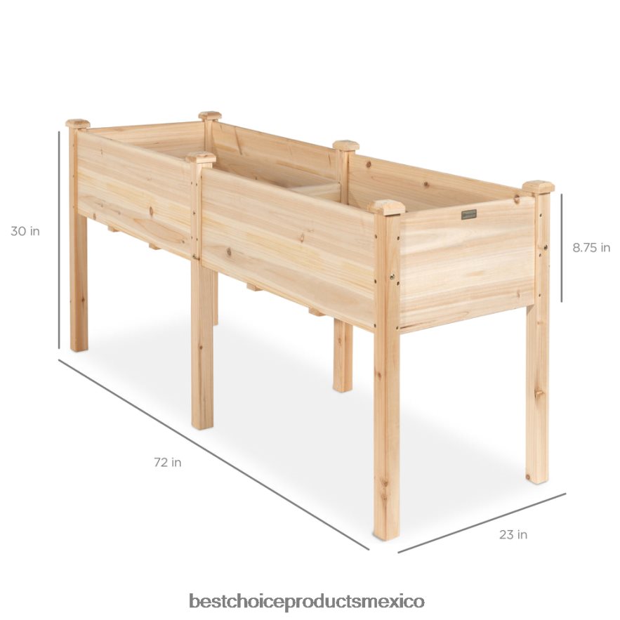 césped y jardín | Cama de jardín elevada, soporte elevado para jardineras de madera Best Choice Products natural X080FZ963