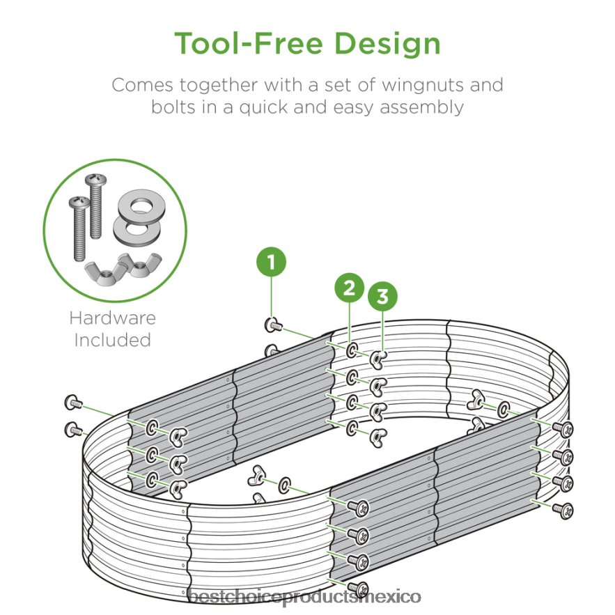 césped y jardín | Cama de jardín ovalada de metal elevada para exteriores, macetero Best Choice Products verde oscuro X080FZ975