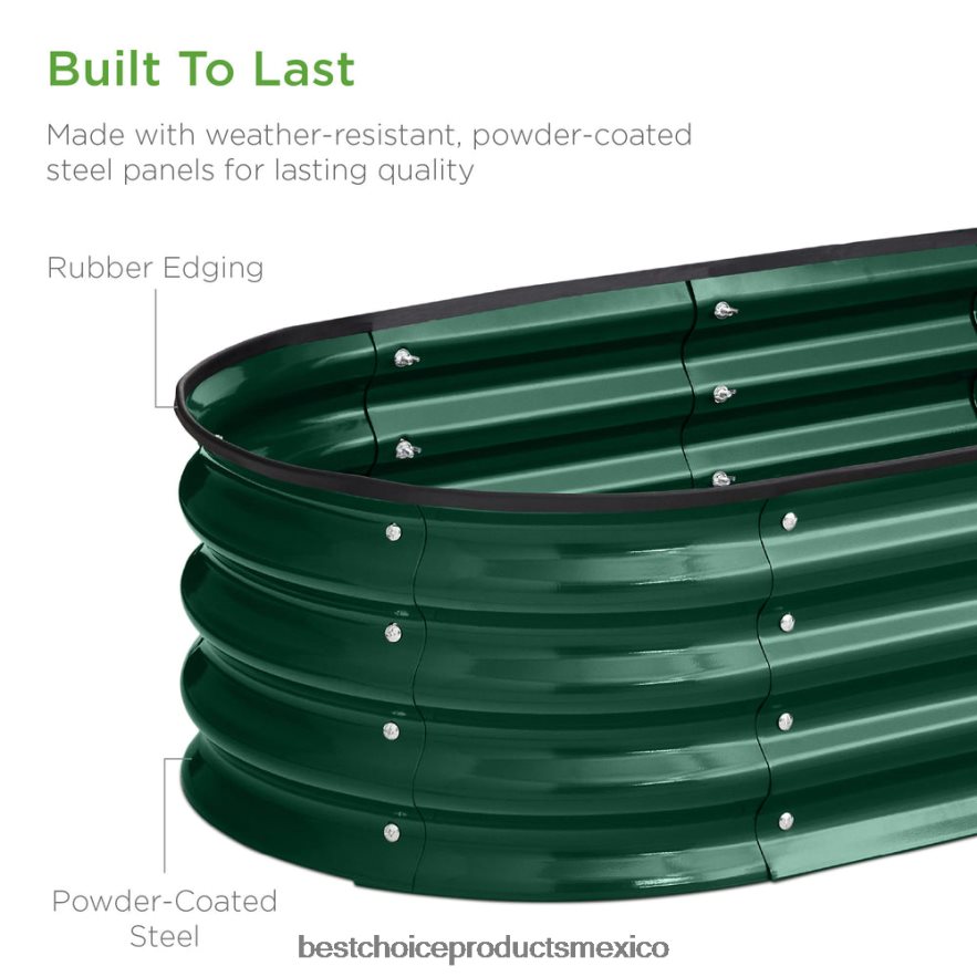 césped y jardín | Cama de jardín ovalada de metal elevada para exteriores, macetero Best Choice Products verde oscuro X080FZ975