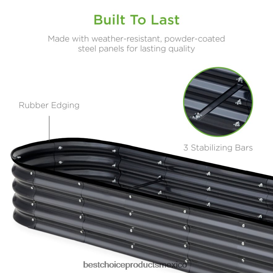 césped y jardín | Cama de jardín ovalada elevada de metal para exteriores para verduras y flores Best Choice Products carbón X080FZ466