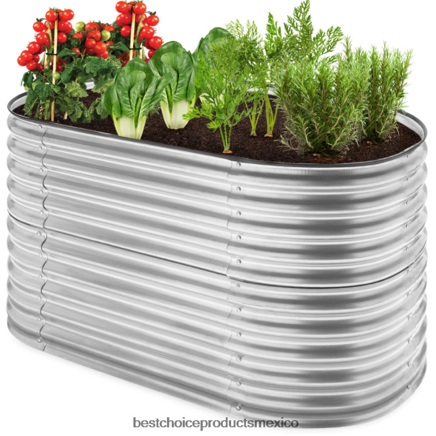césped y jardín | Cama de jardín ovalada elevada, jardinera de metal elevada personalizable para exteriores Best Choice Products plata X080FZ971