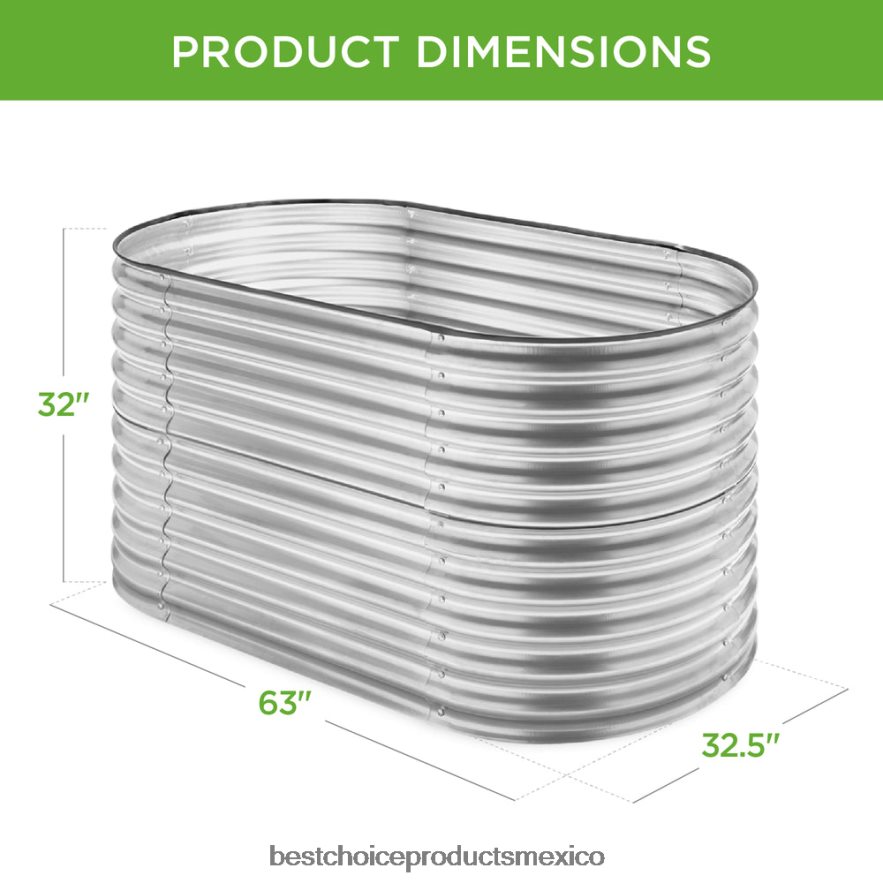 césped y jardín | Cama de jardín ovalada elevada, jardinera de metal elevada personalizable para exteriores Best Choice Products plata X080FZ971