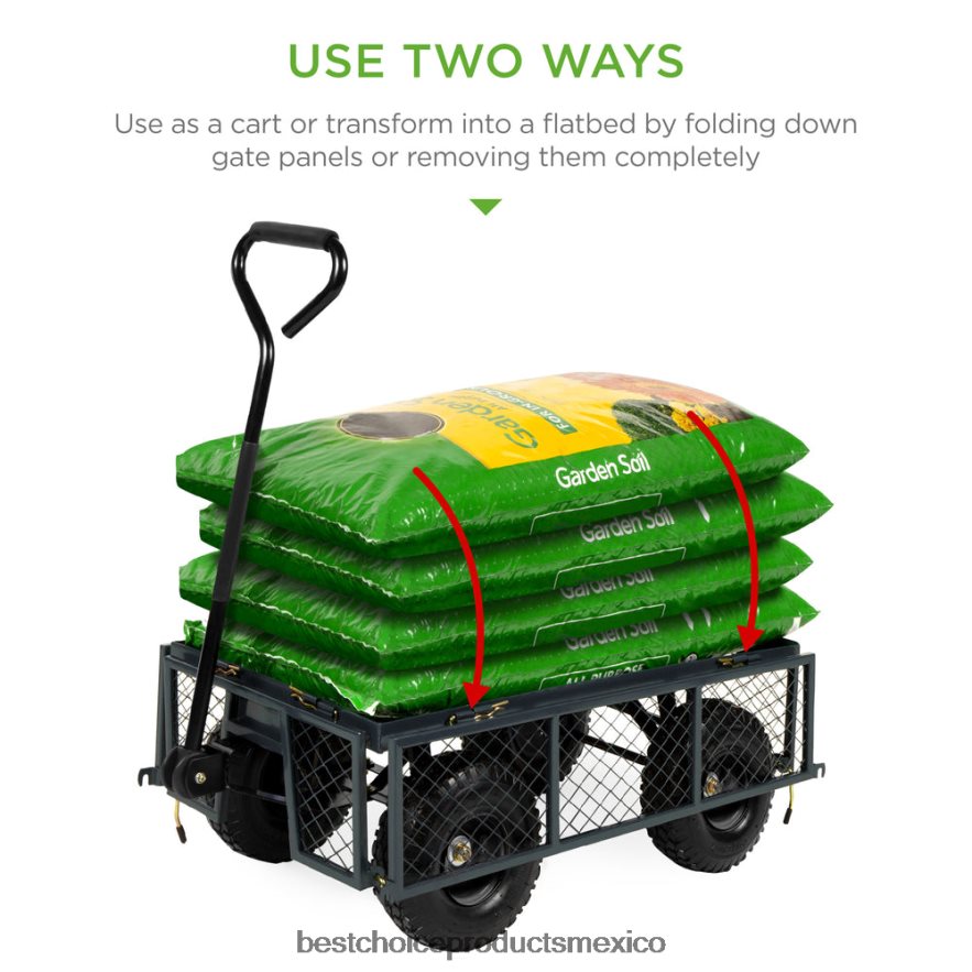 césped y jardín | Carro utilitario de acero para jardín con capacidad de 400 lb, laterales extraíbles y asa Best Choice Products gris X080FZ465