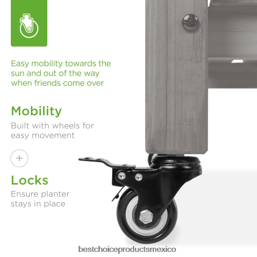 césped y jardín | Macetero elevado móvil para jardín con ruedas y estante Best Choice Products gris X080FZ471