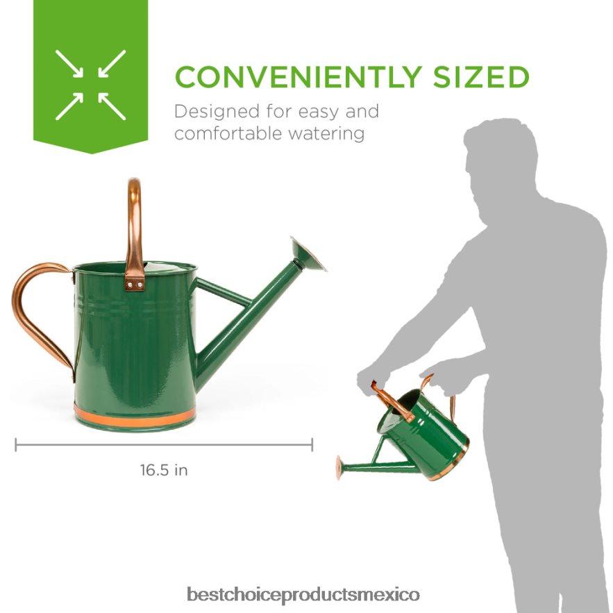 césped y jardín | Regadera de acero galvanizado de 1 galón con junta tórica y asa superior Best Choice Products verde X080FZ996