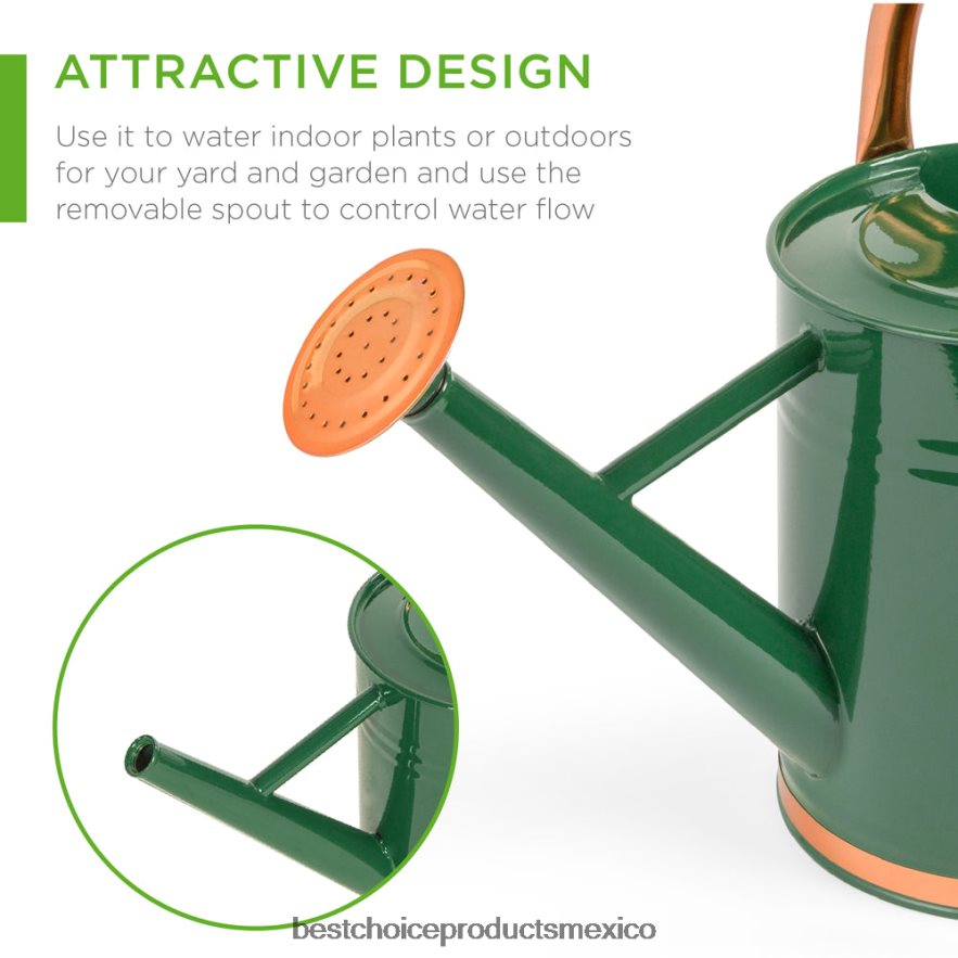 césped y jardín | Regadera de acero galvanizado de 1 galón con junta tórica y asa superior Best Choice Products verde X080FZ996