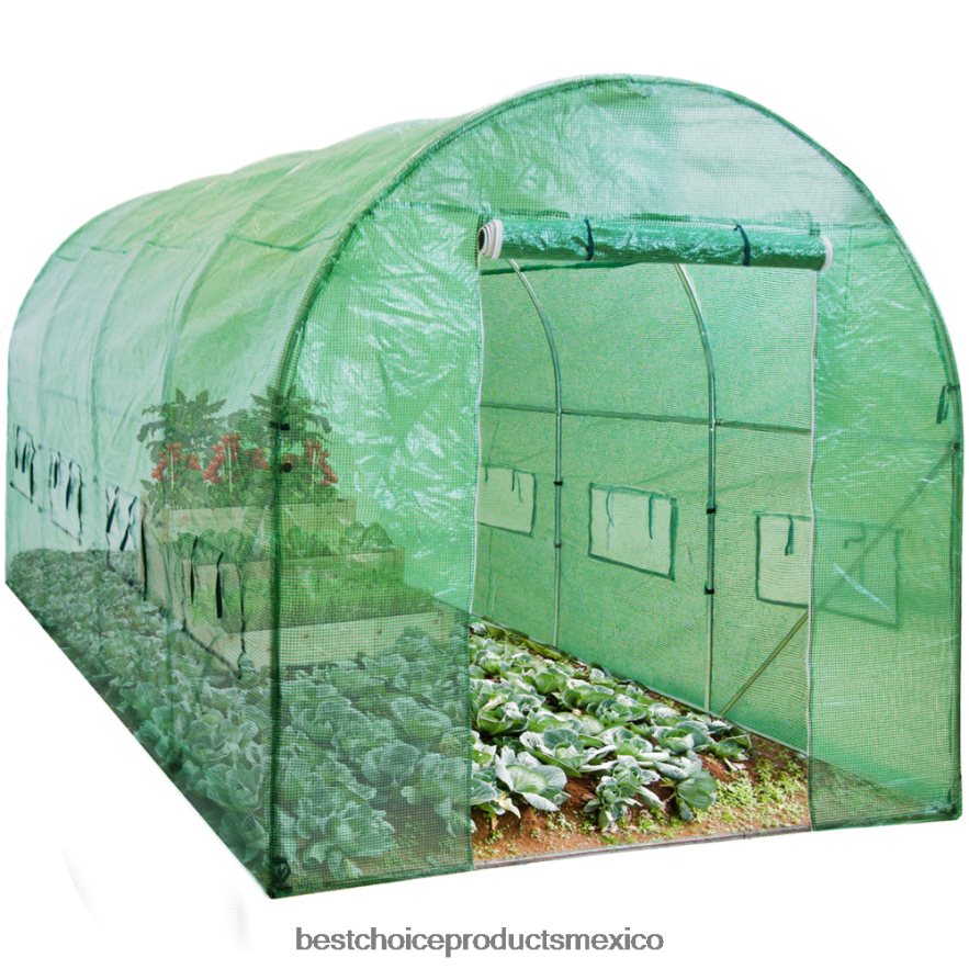 césped y jardín | Tienda tipo túnel tipo invernadero con ventanas enrollables y puerta con cremallera Best Choice Products verde X080FZ958