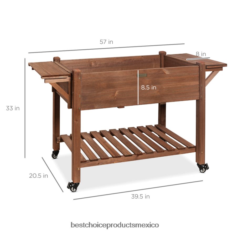 césped y jardín | bancal de jardín elevado móvil preteñido soporte elevado para macetero de madera Best Choice Products marrón X080FZ968