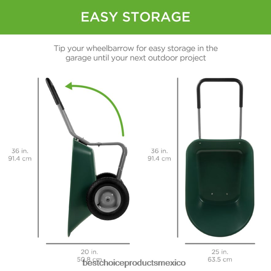 césped y jardín | carro de jardín con carretilla de dos ruedas Best Choice Products verde X080FZ455