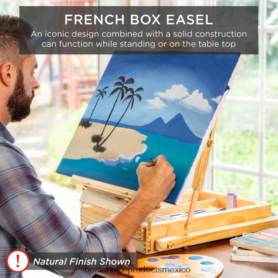 accesorio Caballete francés de madera portátil con kit para principiantes de 32 piezas Best Choice Products azul X080FZ1035