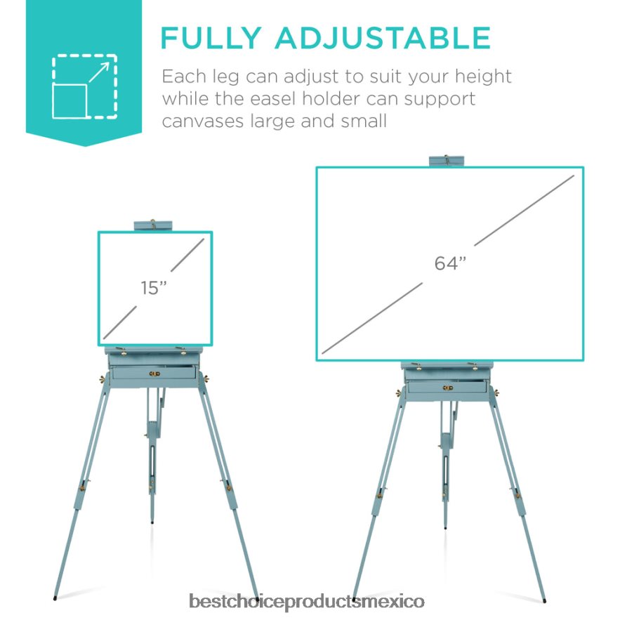 accesorio Caballete francés de madera portátil con kit para principiantes de 32 piezas Best Choice Products azul X080FZ1035
