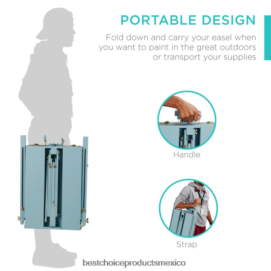 accesorio Caballete francés de madera portátil con kit para principiantes de 32 piezas Best Choice Products azul X080FZ1035