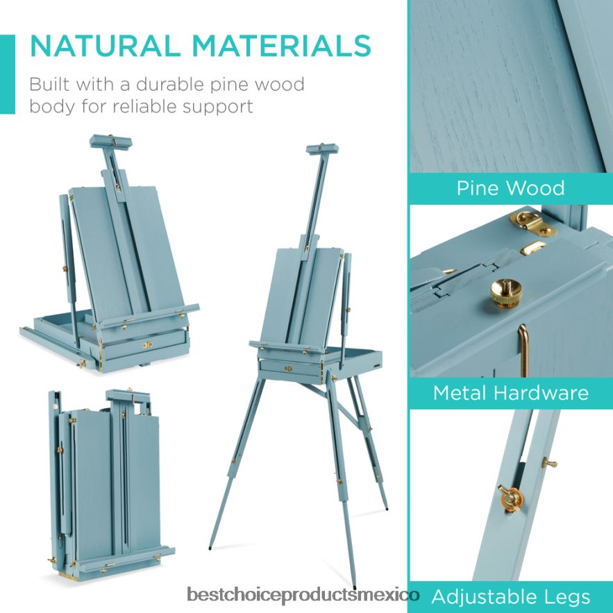 accesorio Caballete francés de madera portátil con kit para principiantes de 32 piezas Best Choice Products azul X080FZ1035