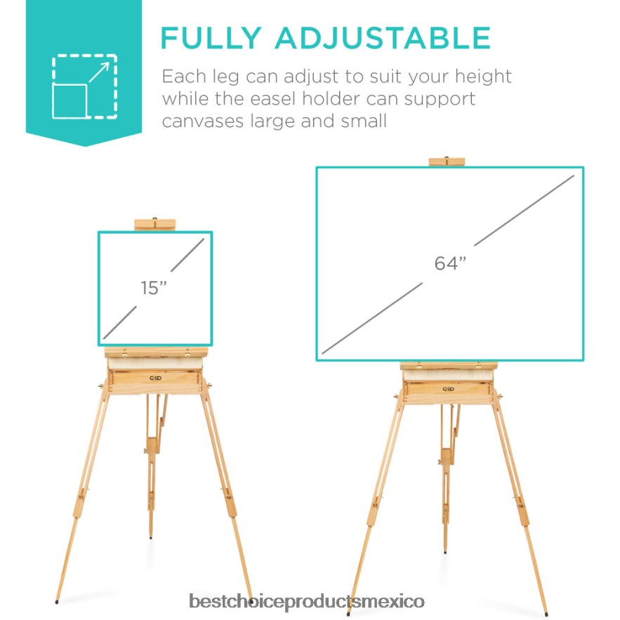 accesorio Caballete francés de madera portátil con kit para principiantes de 32 piezas Best Choice Products natural X080FZ1033