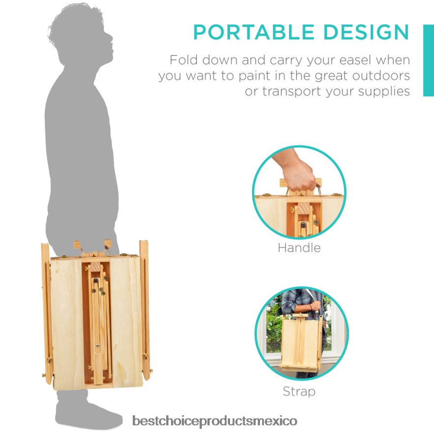 accesorio Caballete francés de madera portátil con kit para principiantes de 32 piezas Best Choice Products natural X080FZ1033