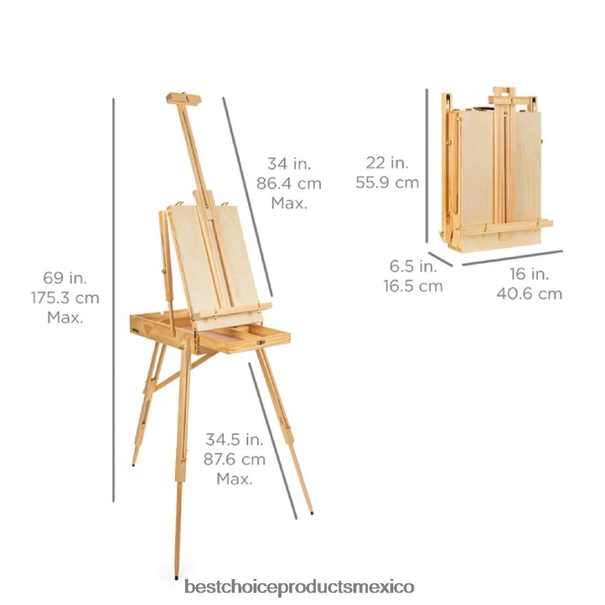 accesorio Caballete francés de madera portátil con kit para principiantes de 32 piezas Best Choice Products natural X080FZ1033