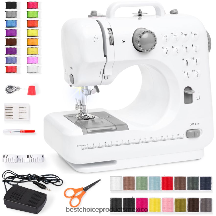 accesorio Máquina de coser portátil con pedal de 6v y 12 patrones de puntada. Best Choice Products gris X080FZ1091