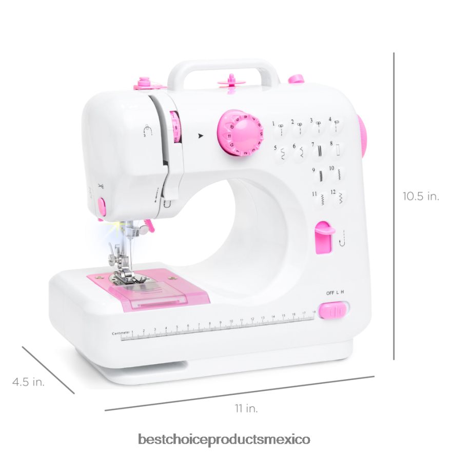 accesorio Máquina de coser portátil con pedal de 6v y 12 patrones de puntada. Best Choice Products rosa/blanco X080FZ1092