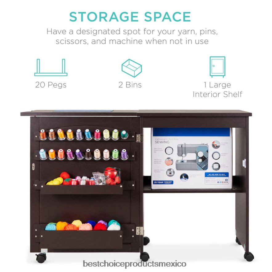 accesorio Mesa de costura plegable, estación de manualidades multiusos y mesa auxiliar con ruedas. Best Choice Products Café exprés X080FZ1079