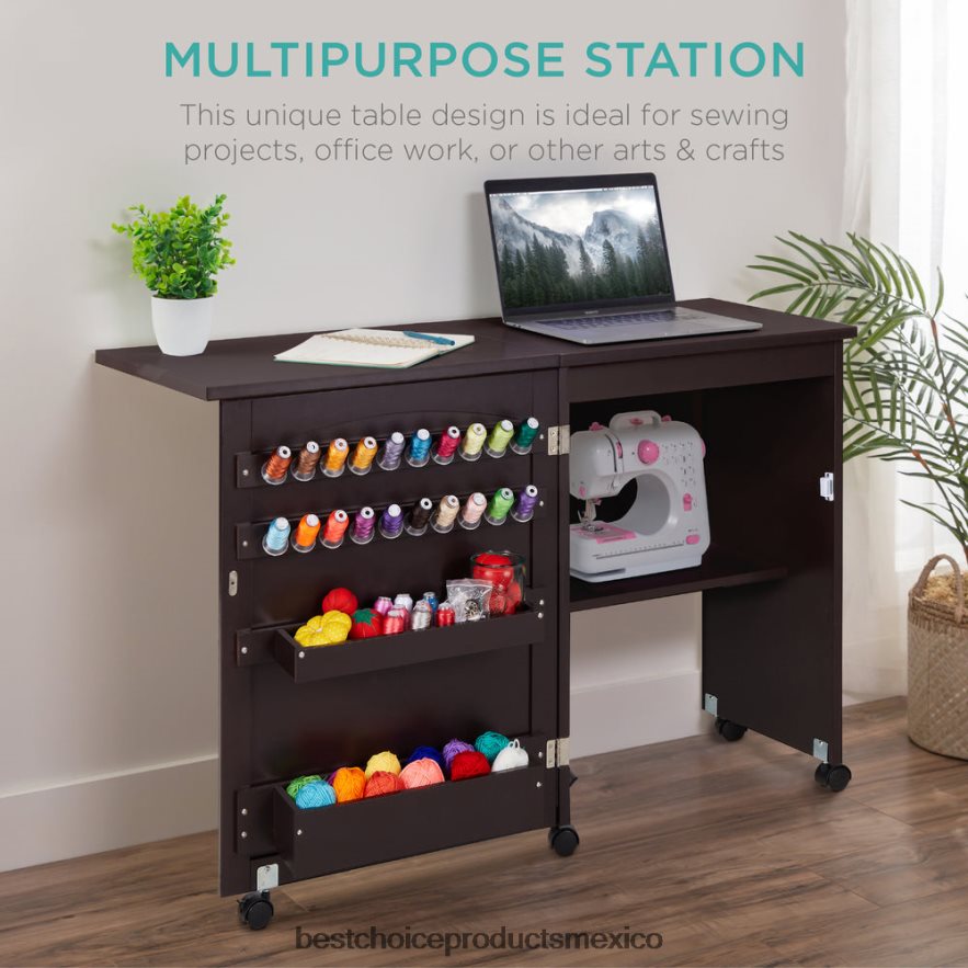 accesorio Mesa de costura plegable, estación de manualidades multiusos y mesa auxiliar con ruedas. Best Choice Products Café exprés X080FZ1079