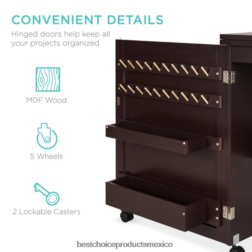 accesorio Mesa de costura plegable, estación de manualidades multiusos y mesa auxiliar con ruedas. Best Choice Products Café exprés X080FZ1079