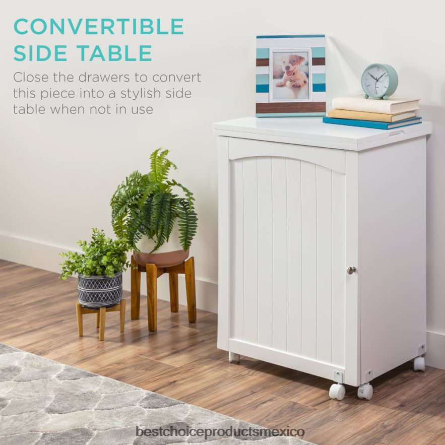 accesorio Mesa de costura plegable, estación de manualidades multiusos y mesa auxiliar con ruedas. Best Choice Products blanco X080FZ1078