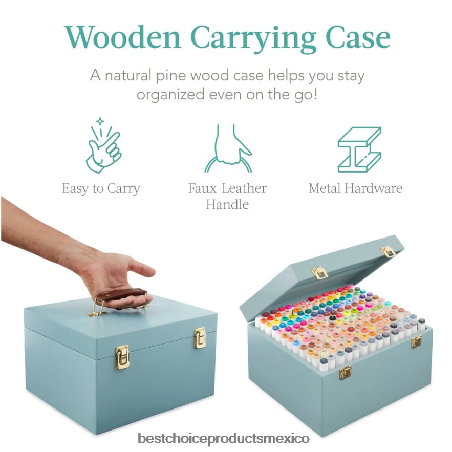 accesorio kit de rotulador a base de alcohol con pincel y punta de cincel, estuche de transporte Best Choice Products azul X080FZ1048