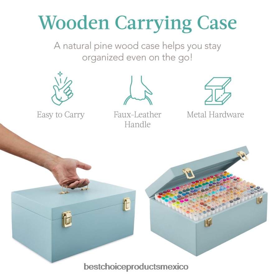 accesorio kit de rotulador a base de alcohol con pincel y punta de cincel, estuche de transporte Best Choice Products azul X080FZ1065