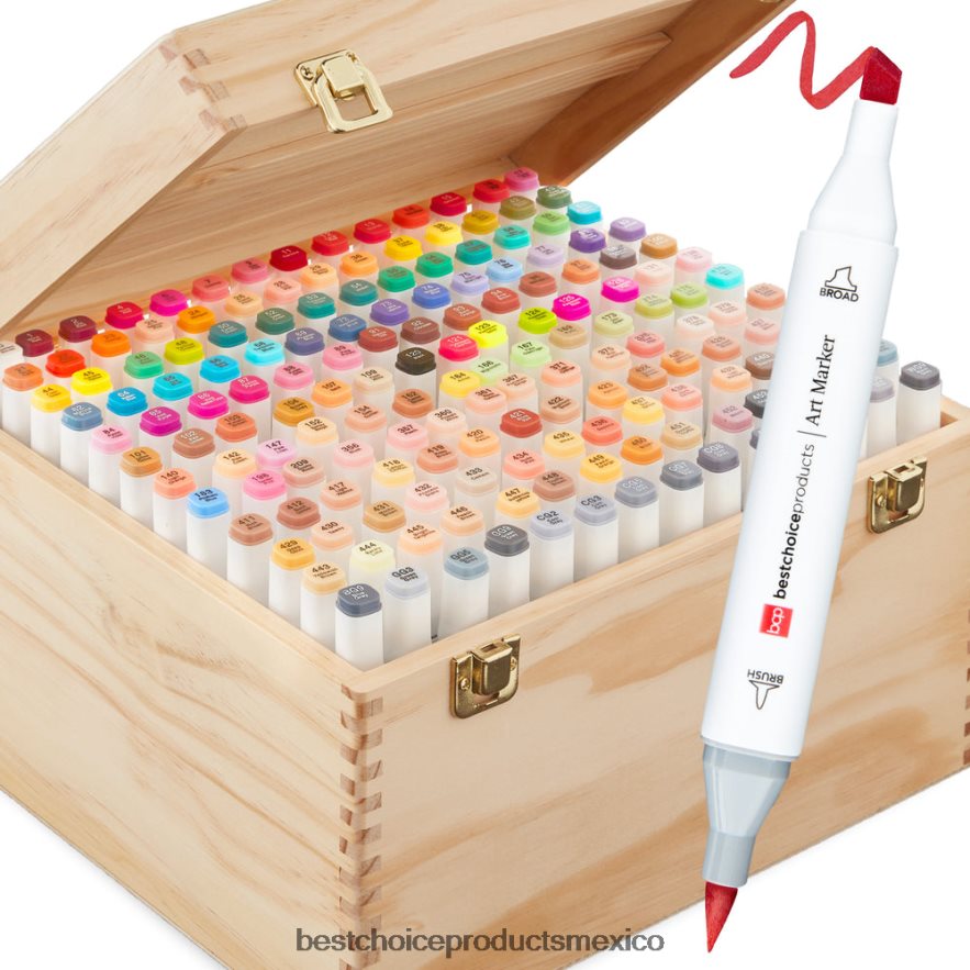 accesorio kit de rotulador a base de alcohol con pincel y punta de cincel, estuche de transporte Best Choice Products natural X080FZ1049