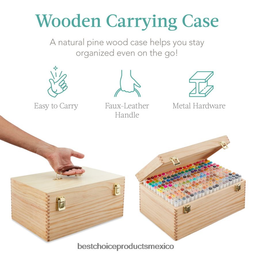 accesorio kit de rotulador a base de alcohol con pincel y punta de cincel, estuche de transporte Best Choice Products natural X080FZ1063